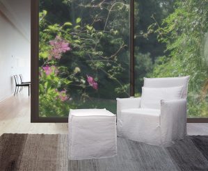 Πολυθρόνα με ύφασμα και υποπόδιο kolossos cfw