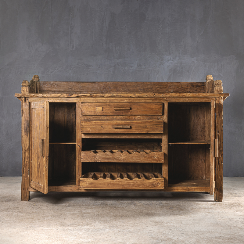 Μπουφές Set Sa από ανακυκλωμένο ξύλο teak . Βιώσιμα υλικά και αρχαίες τεχνικές